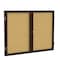 Ghent Enclosed Bulletin Board, 2 Door, Cork, Walnut Frame, 4 ft H x 5 ft W, Natural PN24860K - alternate 1